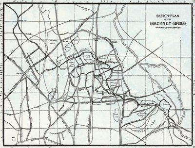 Skizzenplan des Hackney Brook, erstellt von E. Bolus von English School