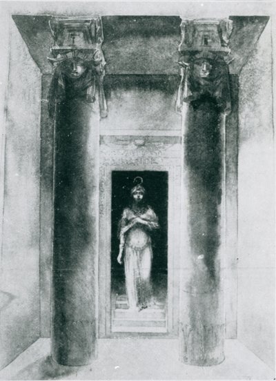 Skizze von Moina Mathers (1865-1928) in der Rolle der Hohepriesterin Anari, die die Riten der Isis ausführt, Paris, 1899 von English School