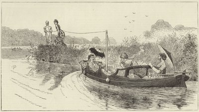 Skizzen von einem Dampfschiff bei der Henley Regatta von English School