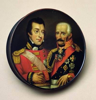 Schnupftabakdose mit Porträts von Arthur Wellesley (1769-1852) Herzog von Wellington und Gebbard Leberecht (1742-1819) Feldmarschall, Prinz von Blücher von English School