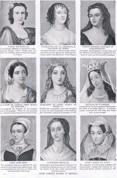 Einige berühmte Frauen in der Geschichte, Illustration aus Hutchinsons History of the Nations, ca. 1910 von English School