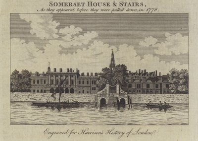 Somerset House und Treppen, London, wie sie vor dem Abriss 1776 aussahen von English School