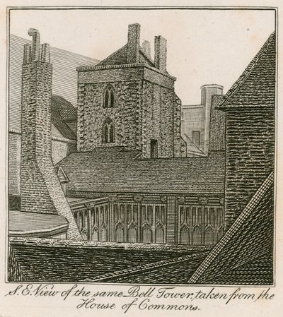 Südostansicht des Glockenturms, St. Stephens Kapelle, vom House of Commons aus gesehen von English School