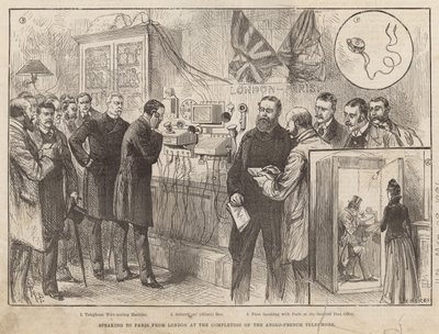 Gespräch mit Paris von London aus bei der Fertigstellung des anglo-französischen Telefons von English School