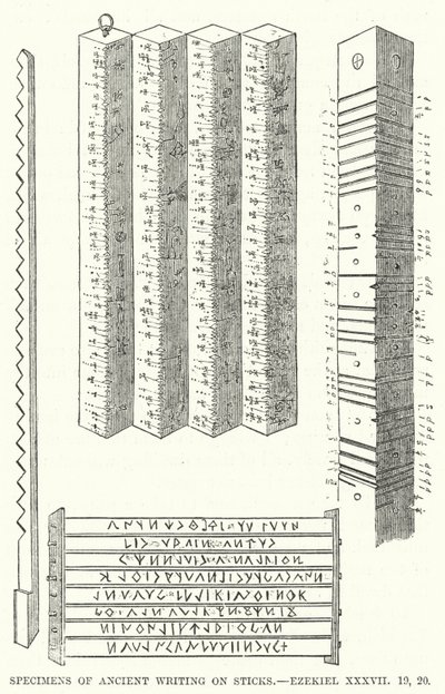 Proben antiker Schrift auf Stöcken, Ezechiel XXXVII von English School