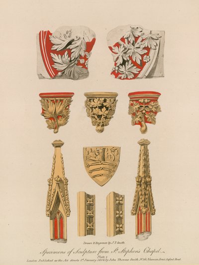 Skulpturenproben aus der St. Stephanskapelle von English School