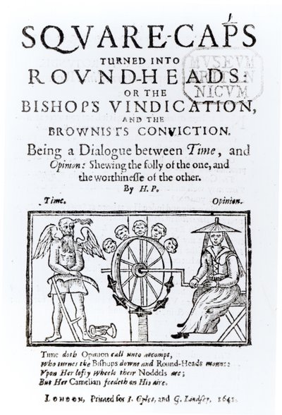 Square-Caps in Round Heads verwandelt, 1642 von English School