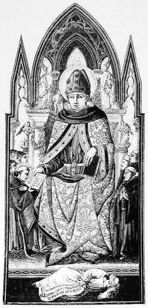 St. Augustinus, Bischof von Hippo, Illustration aus Wissenschaft und Literatur des Mittelalters und der Renaissance, geschrieben und graviert von Paul Lacroix, 1878 von English School