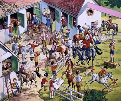 Stallszene (mit versteckten Objekten) von English School