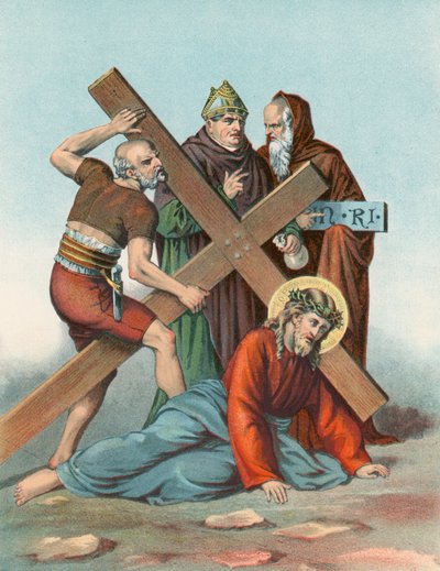 Station IX Jesus fällt zum dritten Mal unter dem Kreuz von English School