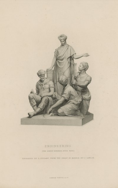 Statue, die Ingenieurwesen darstellt, die das Albert Memorial schmückt von English School