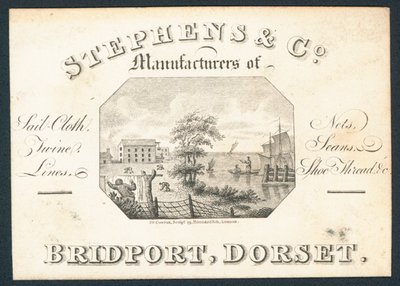 Stephens & Co, Hersteller von Segeltuch, Netzen, Zwirn, Leinen und Schuhfaden, Visitenkarte von English School