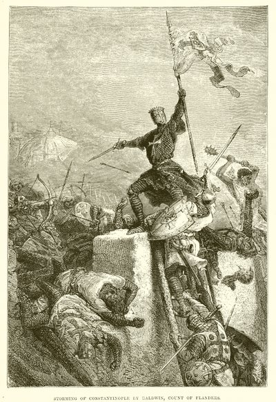 Sturm auf Konstantinopel durch Balduin, Graf von Flandern von English School