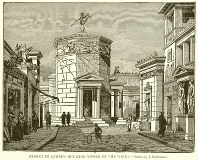 Straße in Athen, zeigt den Turm der Winde von English School