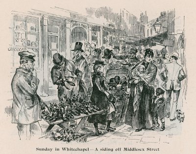 Sonntag in Whitechapel - ein Abstellgleis von der Middlesex Street, London von English School