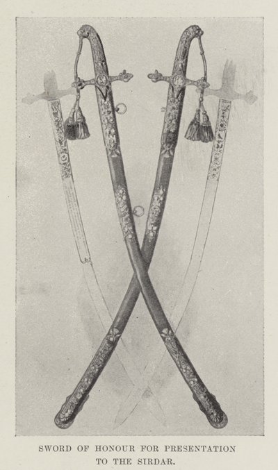 Ehrenschwert zur Übergabe an den Sirdar (Lithografie) von English School