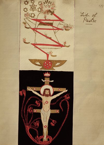 Symbolische Entwürfe auf dem Deckel des Pastos im Gewölbe der Adepten, ca. 1895 von English School
