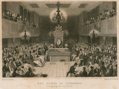 Das House of Commons, zerstört durch Feuer, 16. Oktober 1834 von English School