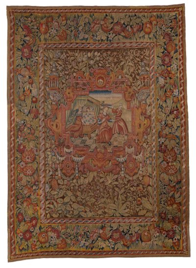 Wandteppich aus dem Chastleton House Set, Geburt von Pharez und Zarah, den Söhnen von Juda und Tamas, aus Genesis XXXVIII, hergestellt in Sheldon, England, um 1595 von English School