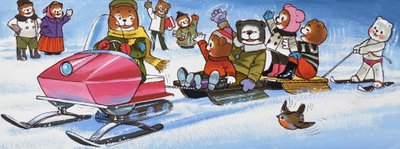 Teddys mit Schneemobil von English School