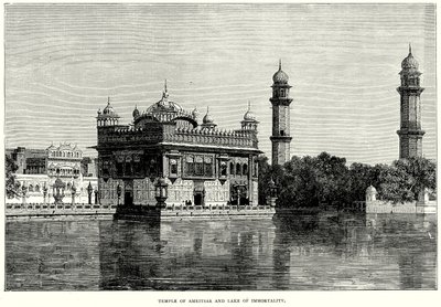 Tempel von Amritsar und See der Unsterblichkeit (Gravur) von English School