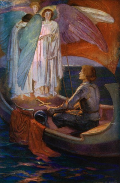 Tennyson Gedicht: Sir Galahad (Farblithografie) von English School