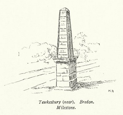 Tewkesbury, nahe Bredon, Meilenstein von English School