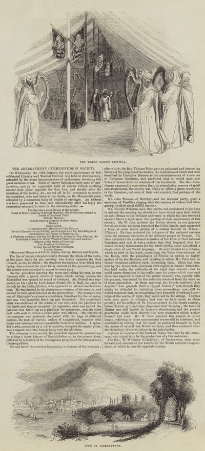 Abergavenny Cymreigyddion Gesellschaft (Gravur) von English School