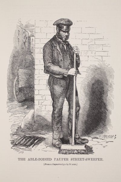 Der arbeitsfähige arme Straßenkehrer, nach dem Daguerreotypie von Richard Beard, Illustration aus London Labour and London Poor von Henry Mayhew, veröffentlicht 1862 von English School