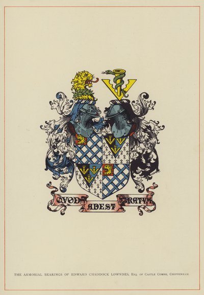 Die Wappen von Edward Chaddock Lowndes, Esquire von Castle Combe, Chippenham von English School