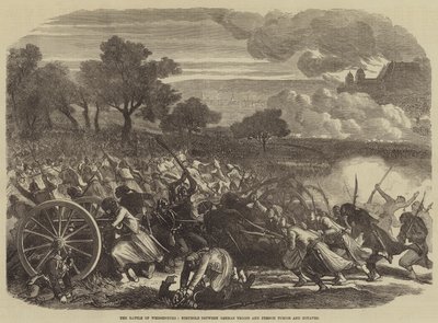 Die Schlacht von Weißenburg, Kampf zwischen deutschen Truppen und französischen Turcos und Zouaven (Stich) von English School
