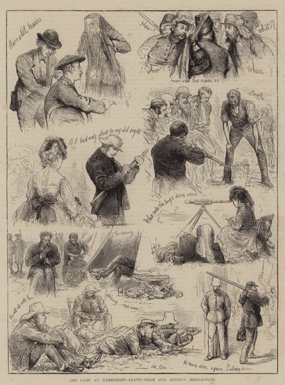Das Lager in Wimbledon, Blätter aus dem Skizzenbuch unseres Künstlers (Gravur) von English School