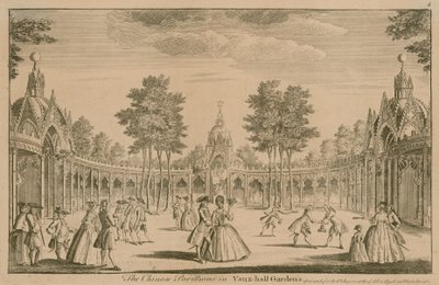 Die chinesischen Pavillons in den Vauxhall-Gärten, London von English School