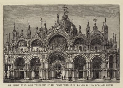 Die Kirche von St. Markus, Venedig, Ansicht der Fassade, die abgerissen und neu aufgebaut werden soll von English School