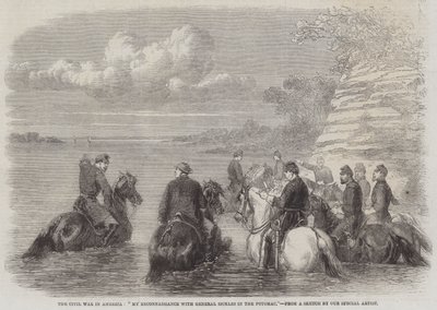 Der Bürgerkrieg in Amerika, "Meine Aufklärung mit General Sickles am Potomac" (Stich) von English School