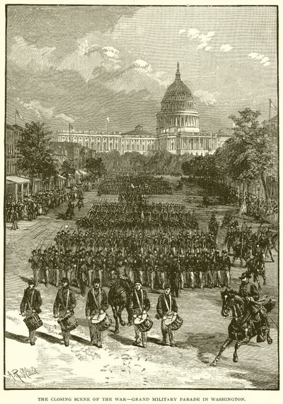 Die Schlussszene des Krieges - Große Militärparade in Washington von English School