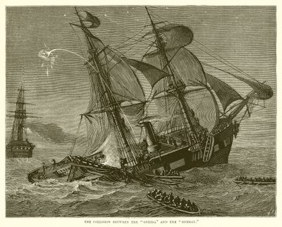 Die Kollision zwischen der Oneida und der Bombay von English School