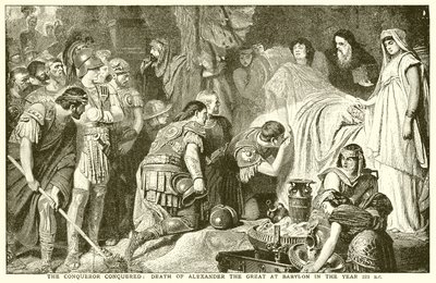 Der Eroberer erobert: Tod Alexanders des Großen in Babylon im Jahr 323 v. Chr. von English School