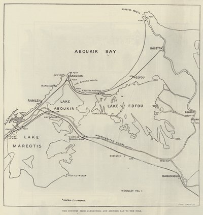 Das Land von Alexandria und Aboukir Bay bis zum Nil (Gravur) von English School