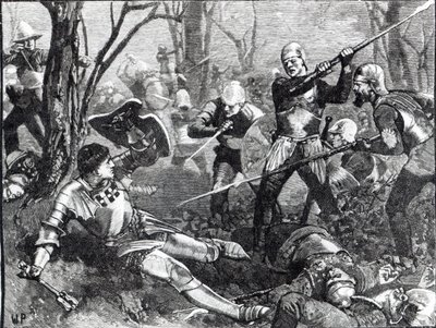 Der Tod des Königsmachers in der Schlacht von Barnet, ca. 1880 von English School