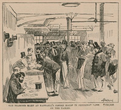 Der Diamantenmarkt im Raffaells Coffee House in Petticoat Lane von English School