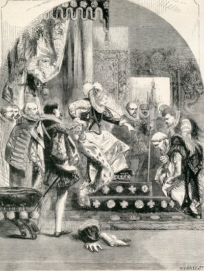 Entlassung des Earl of Murray und des Abtes von Kilwinning durch Elisabeth, 1865 von English School