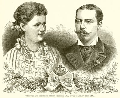 Der Herzog und die Herzogin von Albany (verheiratet, 1882. Herzog von Albany gestorben, 1884) von English School