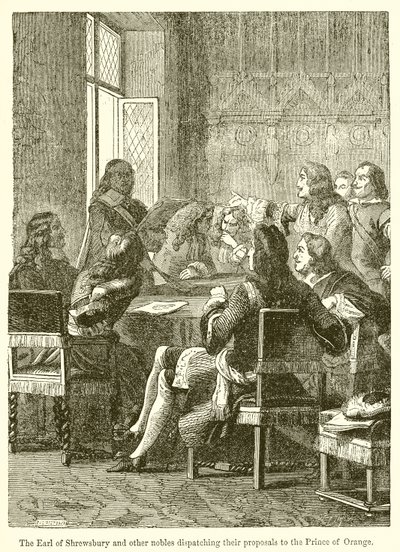 Der Earl von Shrewsbury und andere Adlige senden ihre Vorschläge an den Prinzen von Oranien von English School