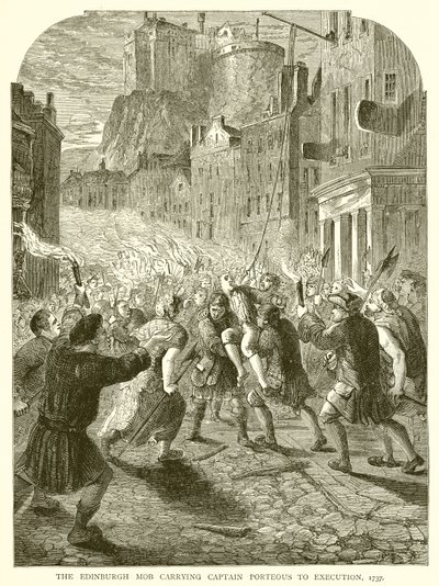 Der Edinburgher Mob trägt Captain Porteous zur Hinrichtung, 1737 von English School