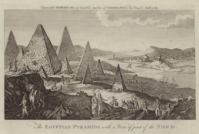 Die ägyptischen Pyramiden mit Blick auf einen Teil des Nils von English School