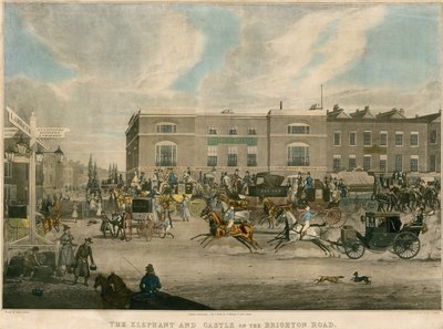 Der Elephant and Castle auf der Brighton Road, London von English School