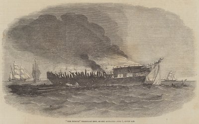Das Transportschiff "Europa", wie es am 1. Juni um sieben Uhr morgens erschien von English School