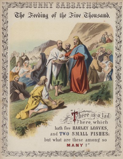 Die Speisung der Fünftausend (farbige Gravur) von English School