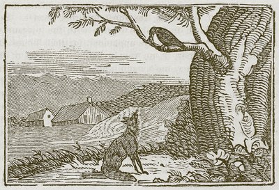 Der Fuchs und die Krähe (Gravur) von English School